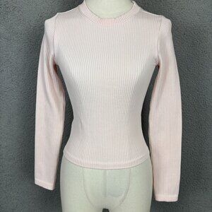 Hippie Rose Juniors' Women's Seamless Ribbed Pink Long Sleeve Top XS NWT's